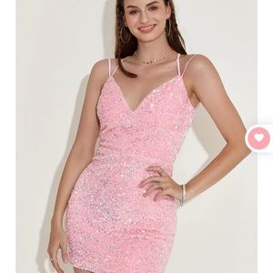 Medium pink sparkly backless homecoming Bodycon dress